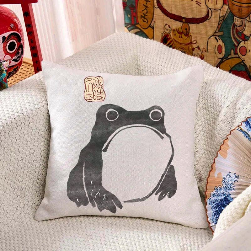 Vintage Ukiyo-e Frog Pillow for Anime Convention