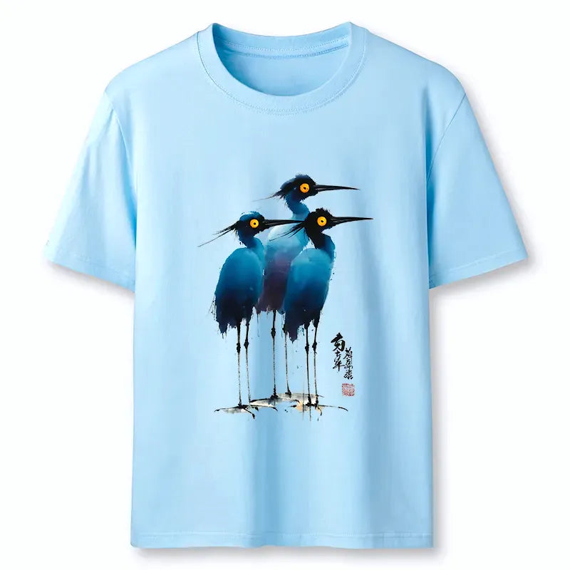 Kyoto-Lion Great Blue Heron Ink Painting Classic T-Shirt