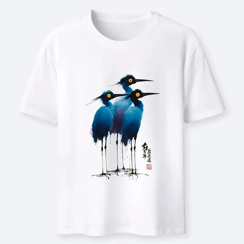 Kyoto-Lion Great Blue Heron Ink Painting Classic T-Shirt