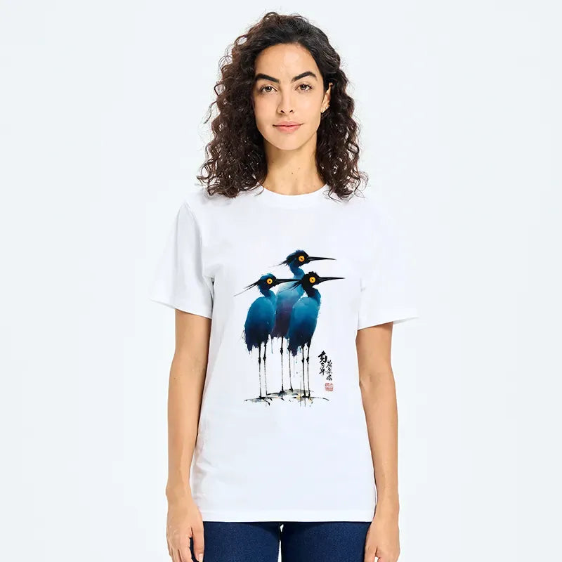 Kyoto-Lion Great Blue Heron Ink Painting Classic T-Shirt