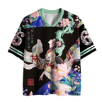 Breathable Mesh Jersey with Geisha Print On Sale