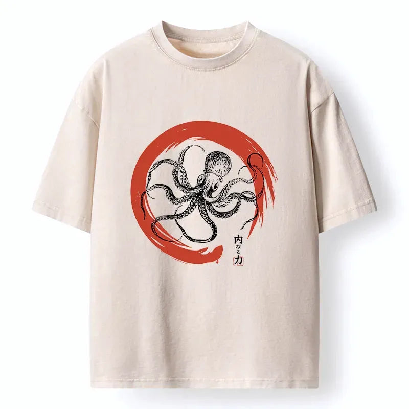 Comfortable Japanese Streetwear Washed Tee