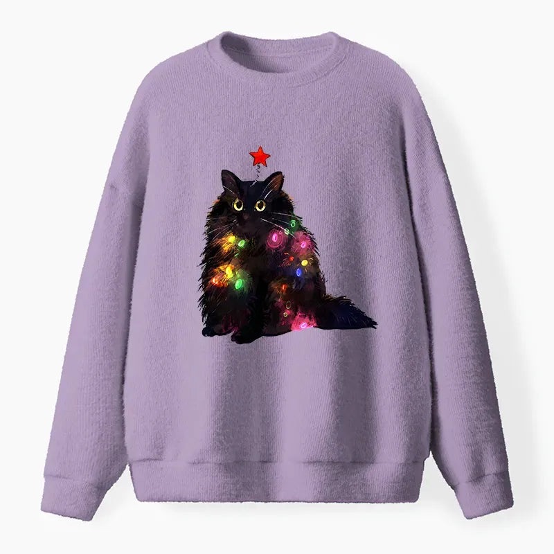 Fuzzy Cat Christmas Sweatshirt Gift Idea