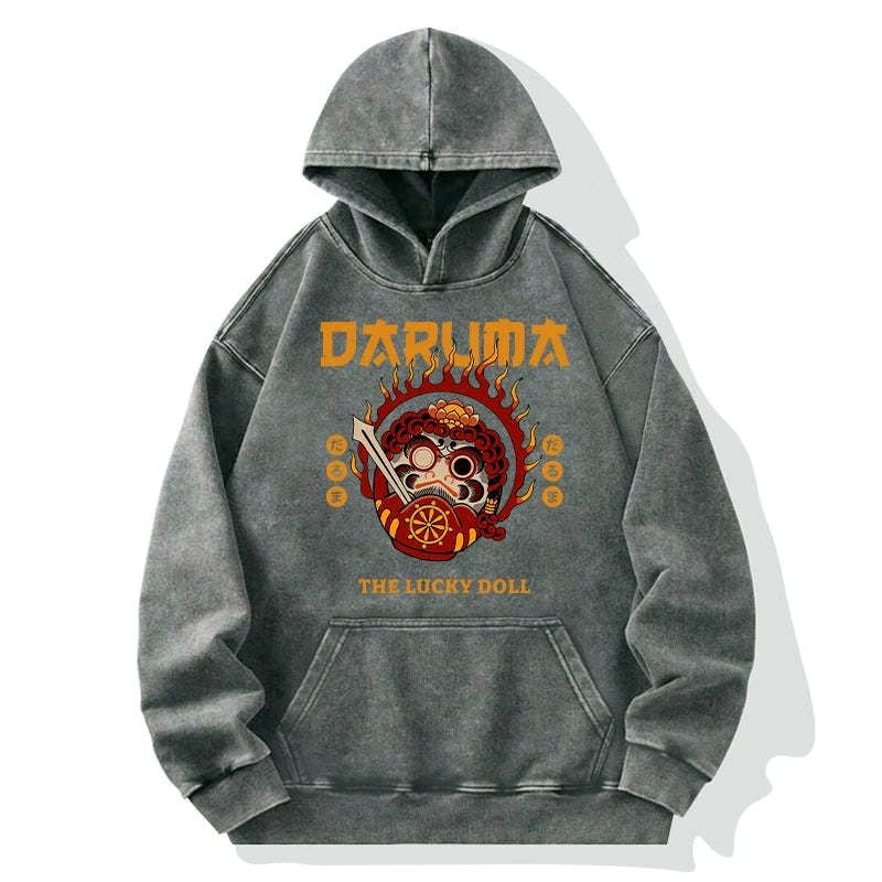 japanese lucky doll washed hoodie