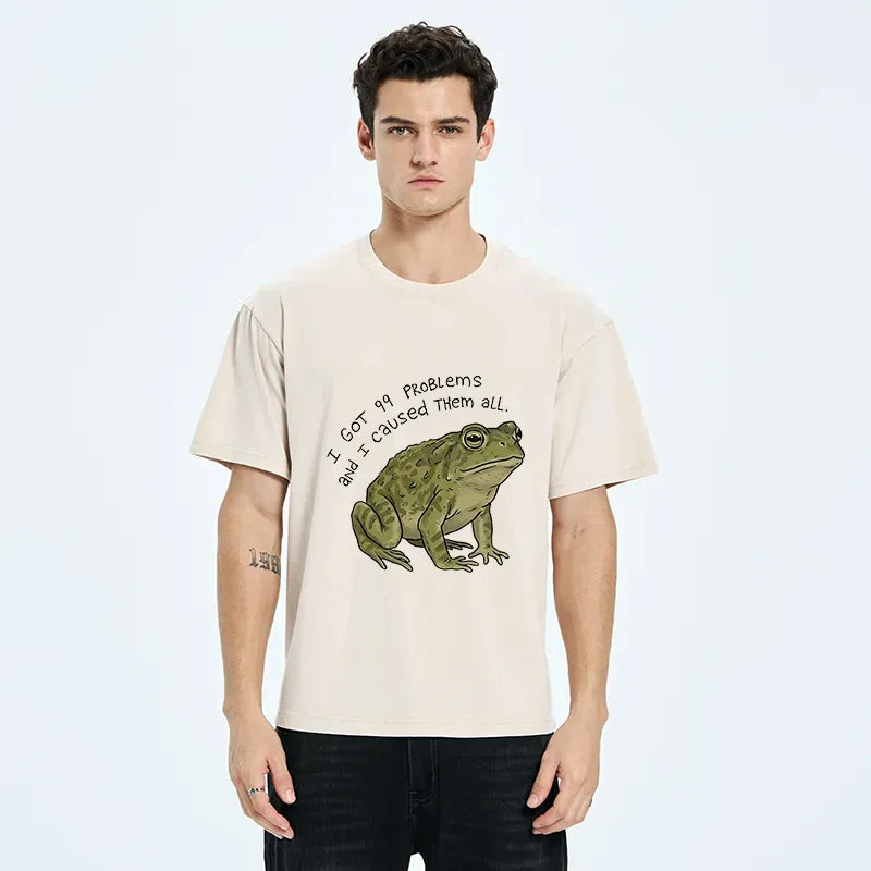 Tokyo?Tiger Mischievous Frog Funny Washed T-Shirt