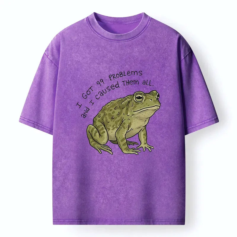 Tokyo?Tiger Mischievous Frog Funny Washed T-Shirt