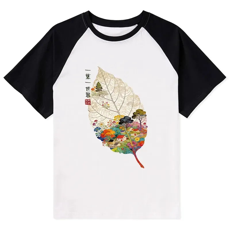 Japanese style unisex cotton raglan tee