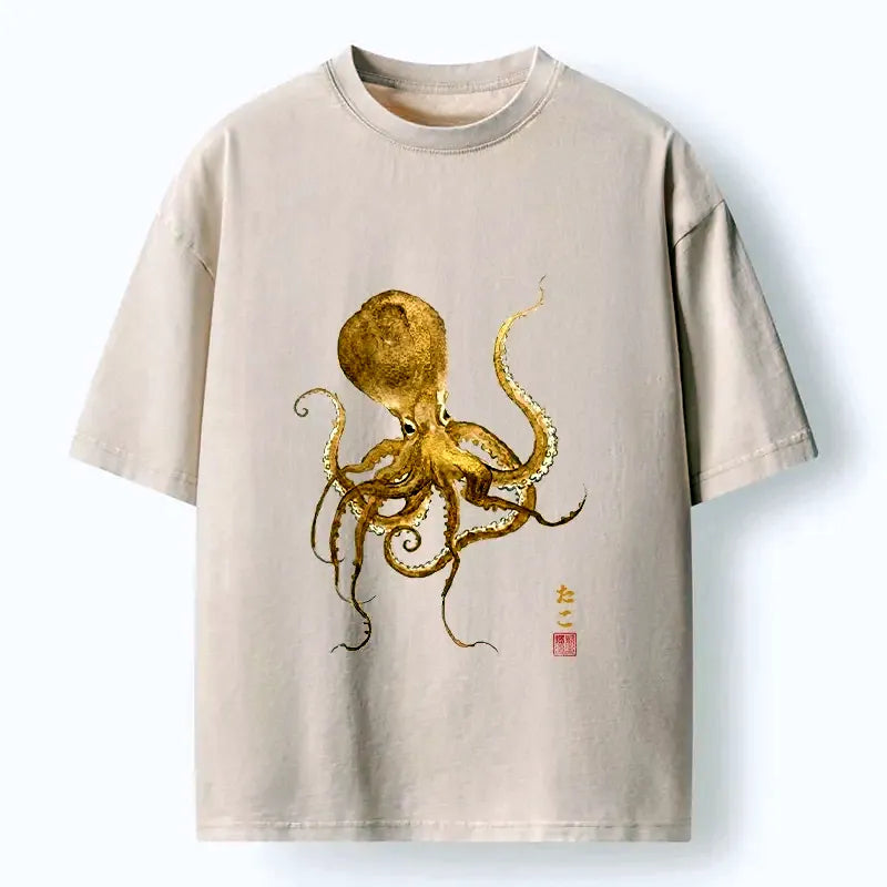 Unisex Washed T-Shirt with Japanese Art