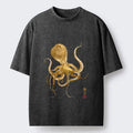 Japanese Octopus Painting Washed T-Shirt