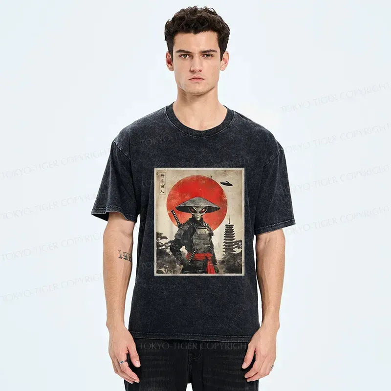 Retro Japanese Alien Washed T-Shirt