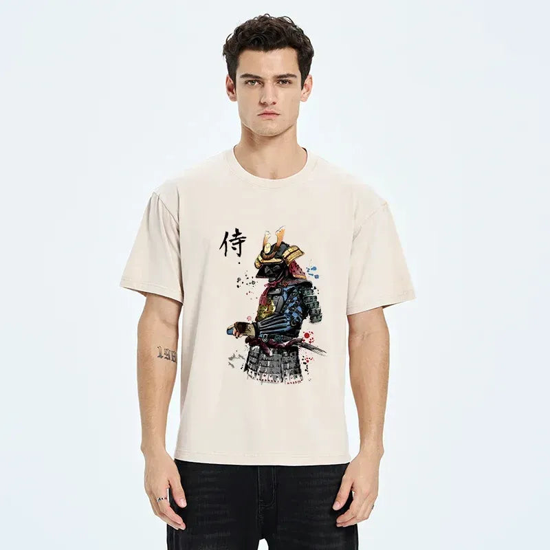 Retro Ukiyo-e Samurai T-Shirt for Gift