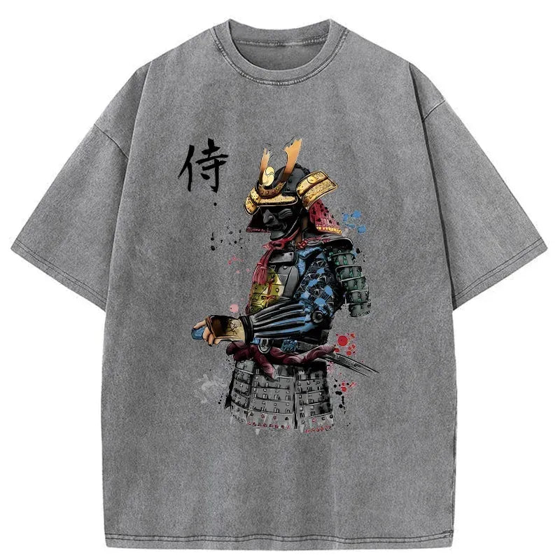 Japanese Samurai Washed T-Shirt for Men