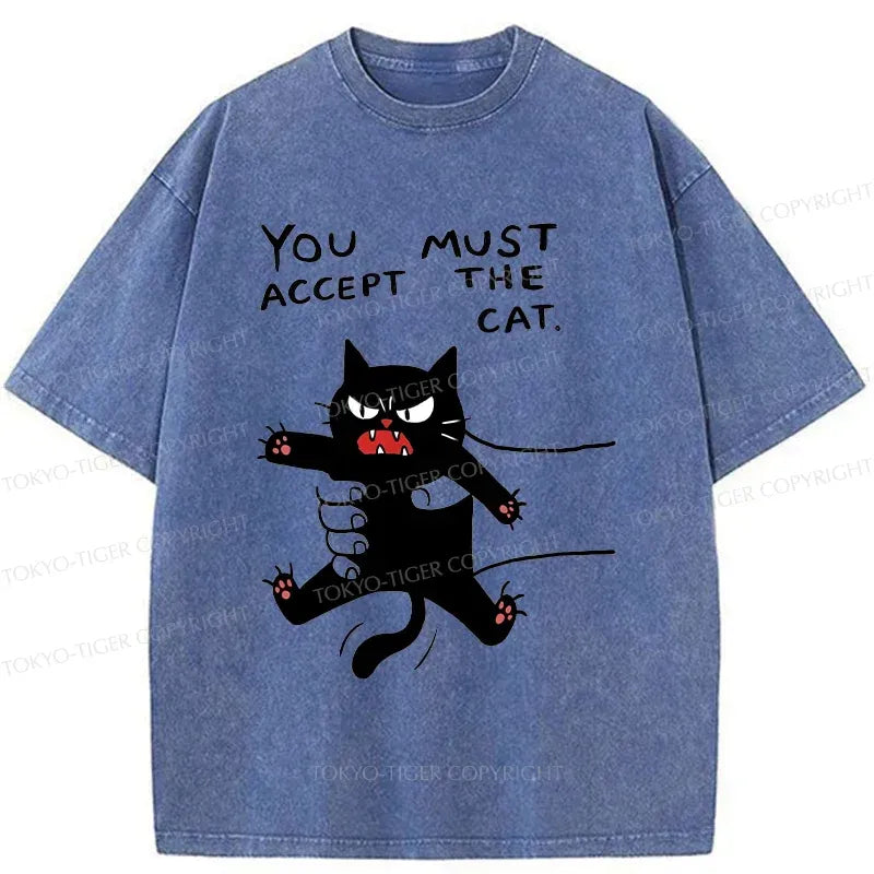Kyoto-Lion Accept This Cat Washed T-Shirt