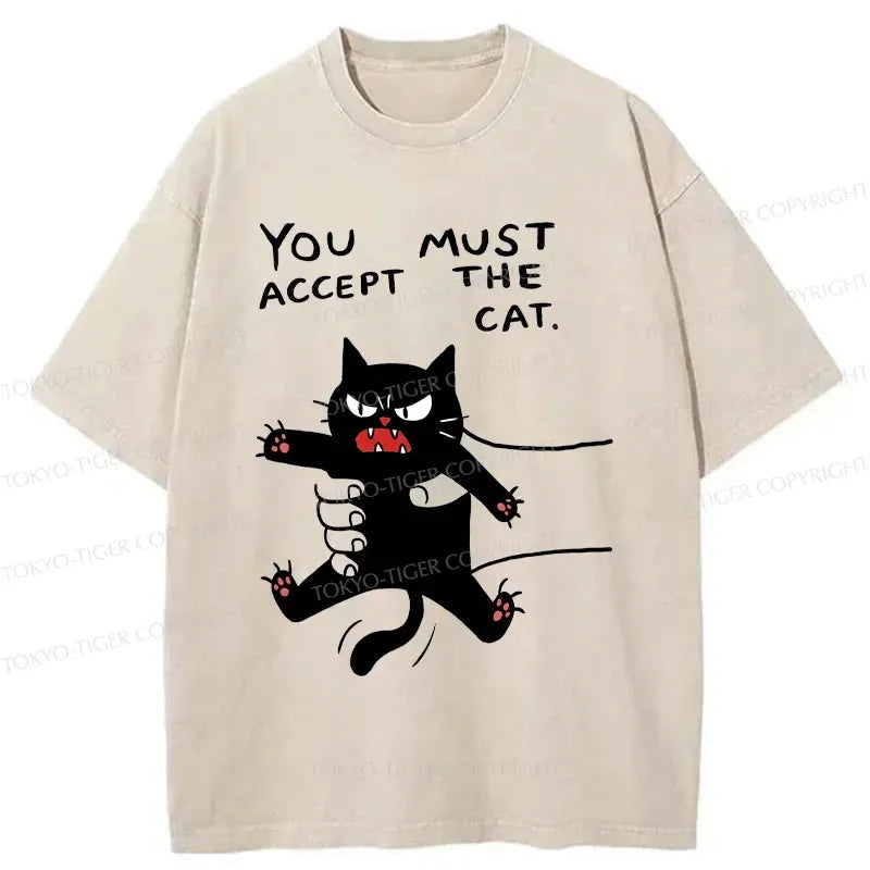 Kyoto-Lion Accept This Cat Washed T-Shirt