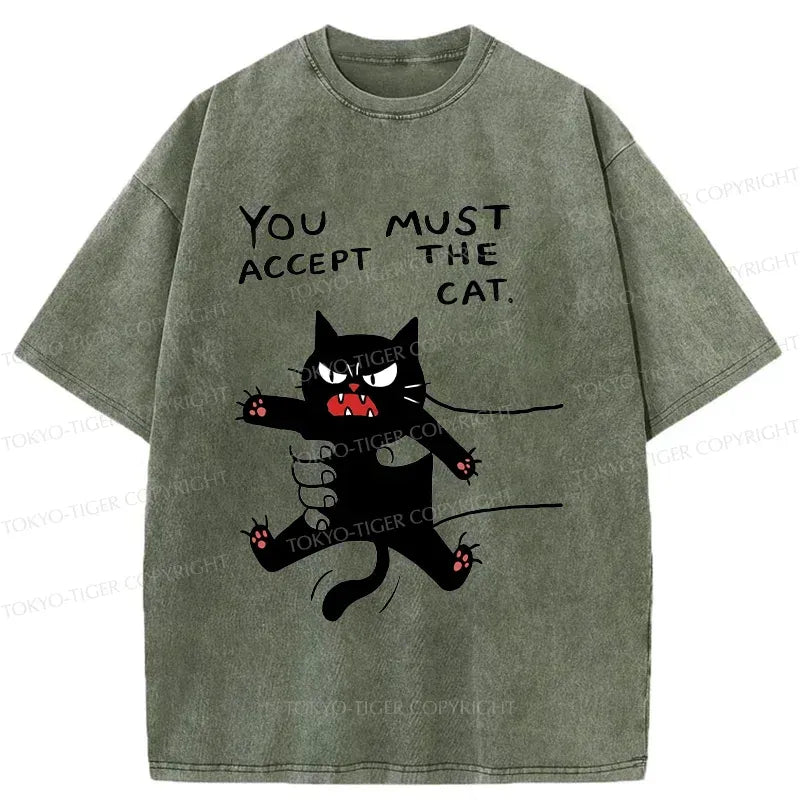 Kyoto-Lion Accept This Cat Washed T-Shirt