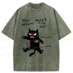 Kyoto-Lion Accept This Cat Washed T-Shirt