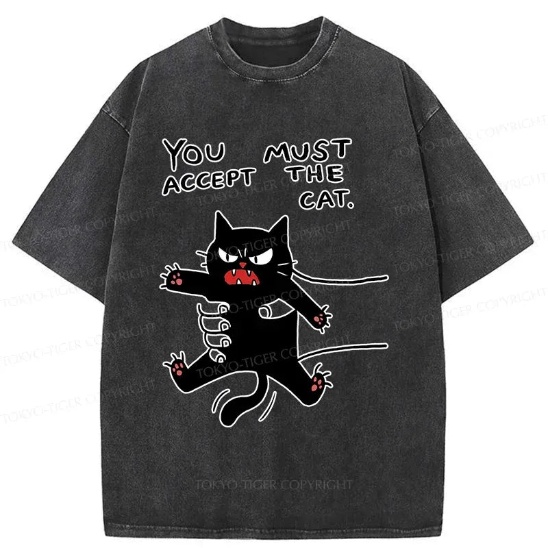 Kyoto-Lion Accept This Cat Washed T-Shirt