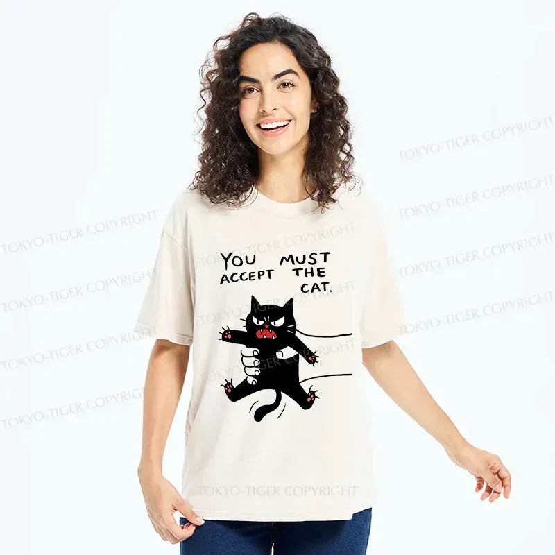 Kyoto-Lion Accept This Cat Washed T-Shirt