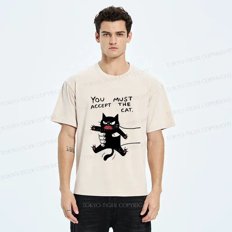 Kyoto-Lion Accept This Cat Washed T-Shirt
