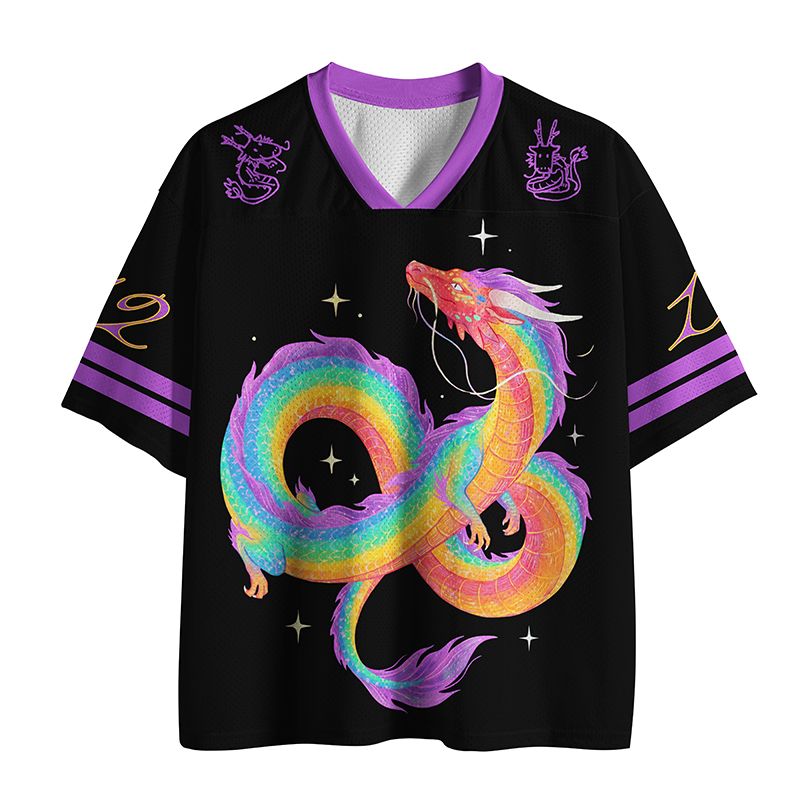 Unisex mesh jersey with dragon print