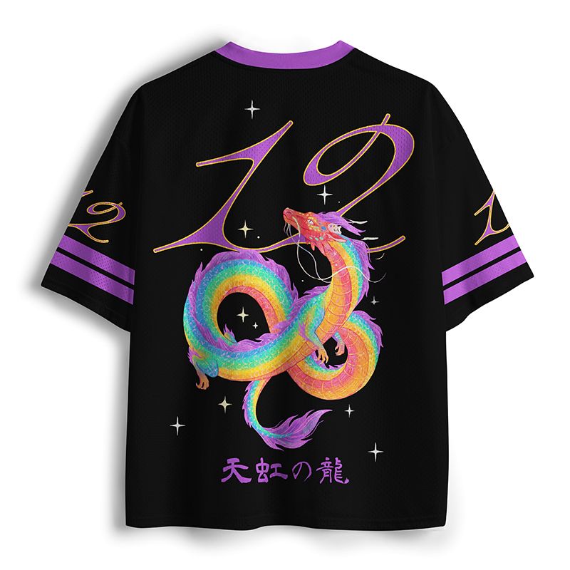 Unisex mesh jersey with dragon print