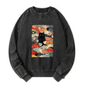 Kyoto-Lion Cats And Fish Washed Sweatshirt