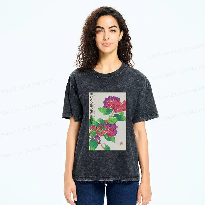 Japanese vintage purple hydrangea t-shirt