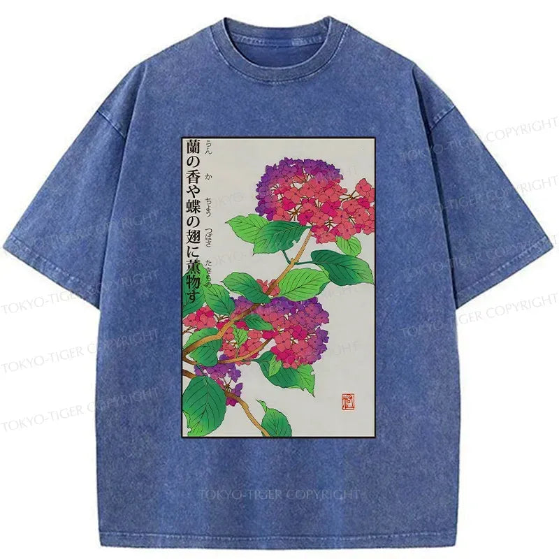 Kyoto-Lion Purple Hydrangea Washed T-Shirt