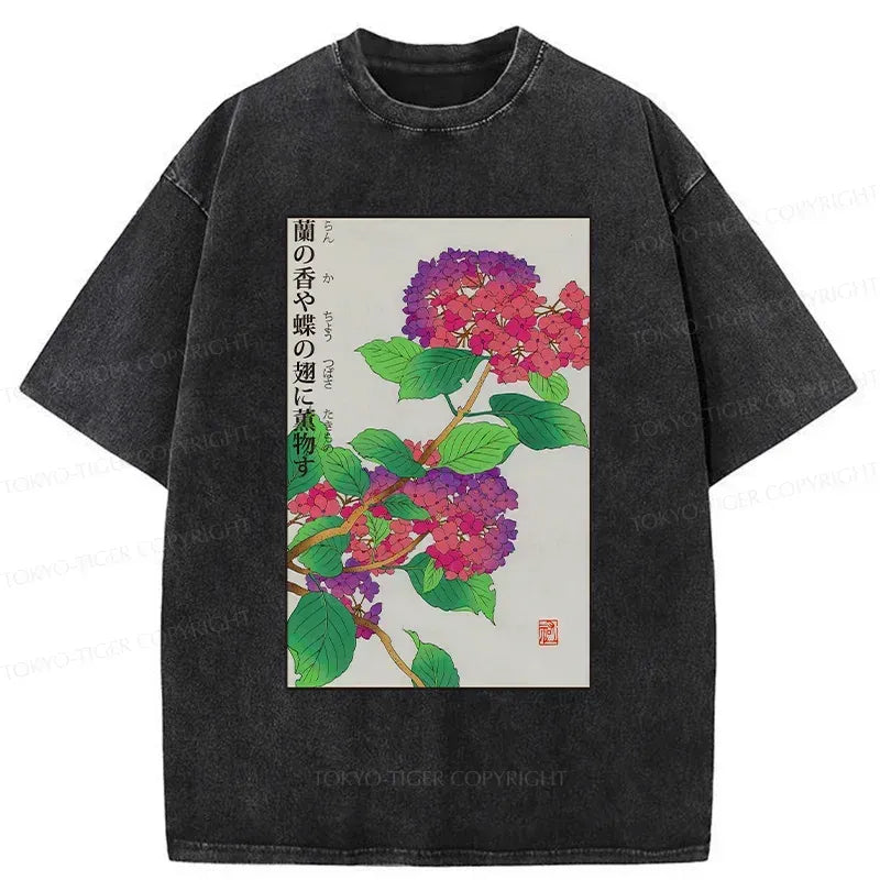 Japanese vintage purple hydrangea t-shirt
