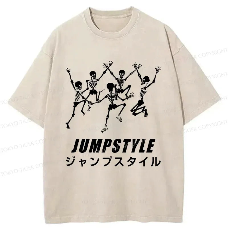 Kyoto-Lion Skeleton Dancing Washed T-Shirt