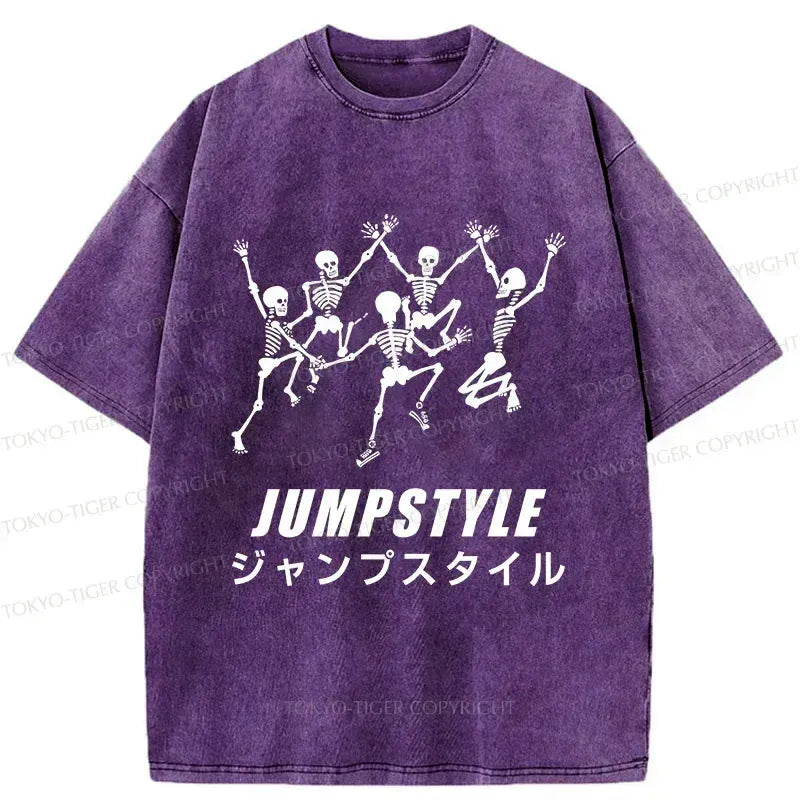 Kyoto-Lion Skeleton Dancing Washed T-Shirt