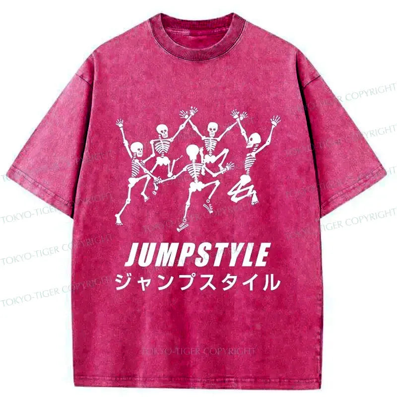 Japanese Washed Skeleton T-Shirt for Daily Wear
