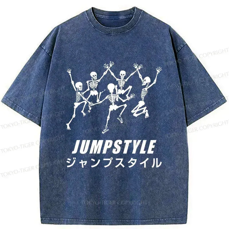 Kyoto-Lion Skeleton Dancing Washed T-Shirt