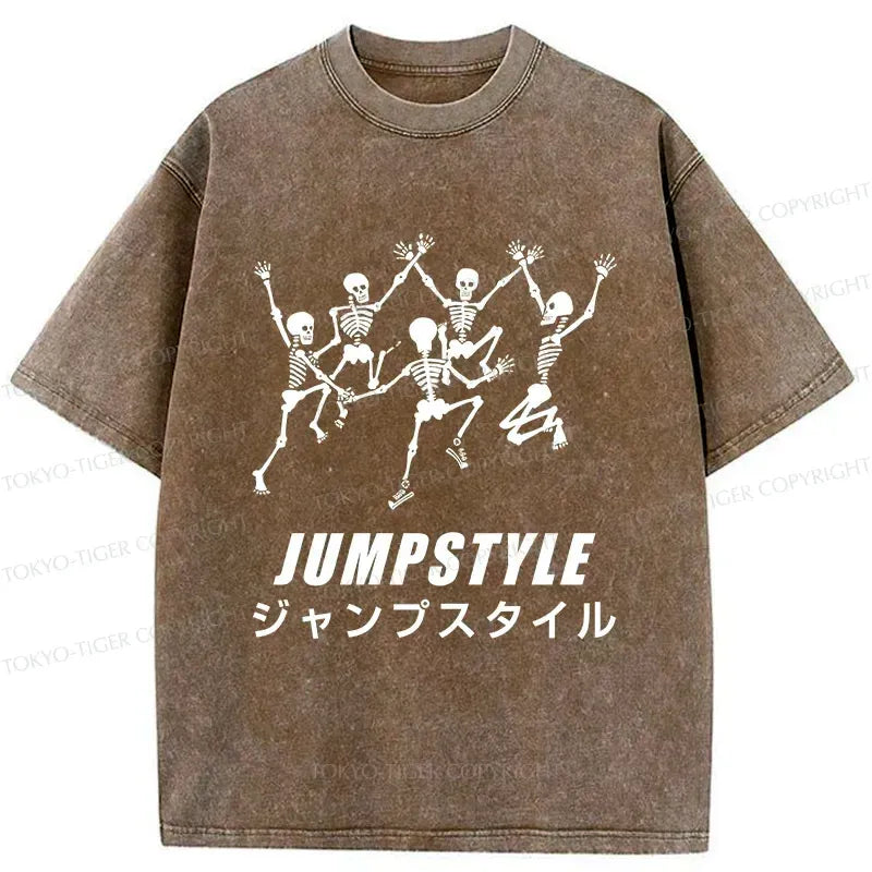 Kyoto-Lion Skeleton Dancing Washed T-Shirt