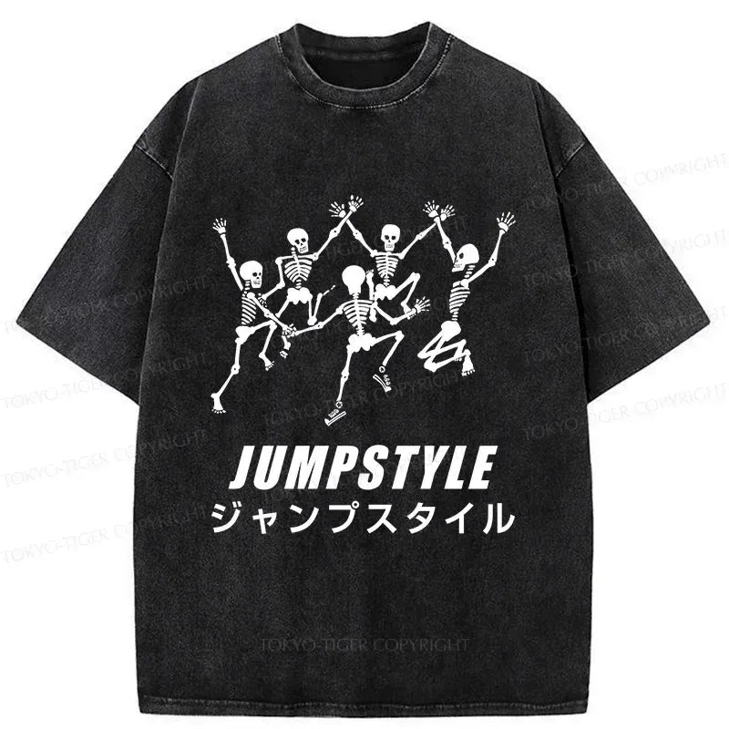 Kyoto-Lion Dancing Skeleton Tee for Streetwear