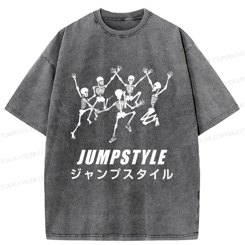 Kyoto-Lion Dancing Skeleton Tee for Streetwear