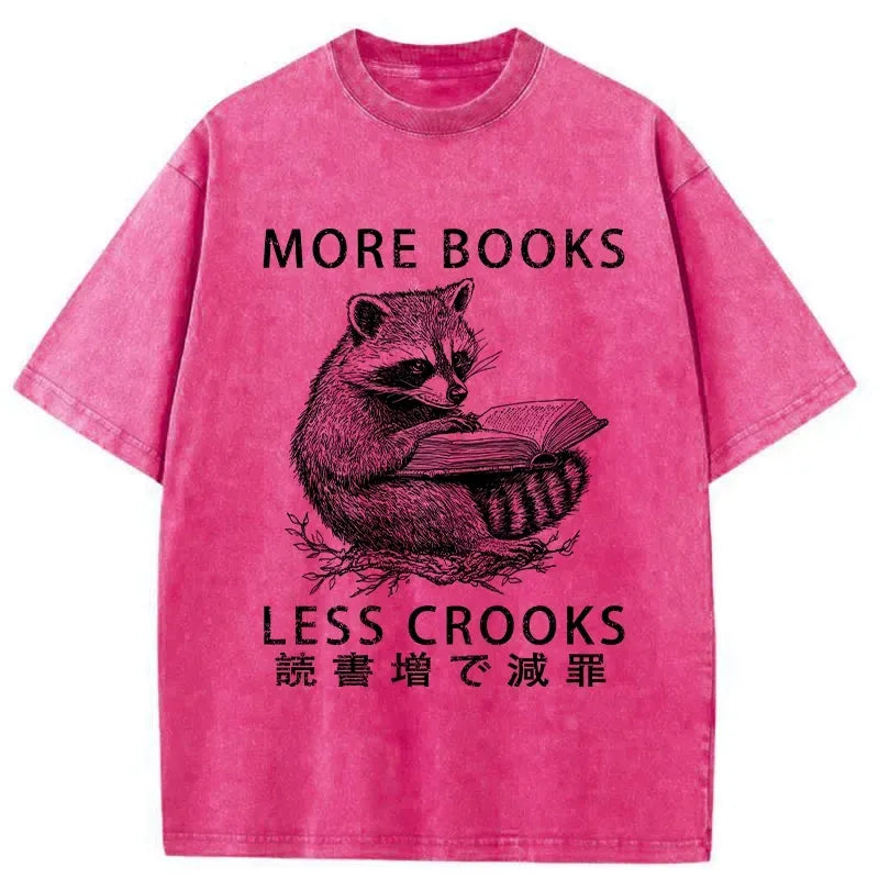 Kyoto-Lion More Books Less Crooks Washed T-Shirt