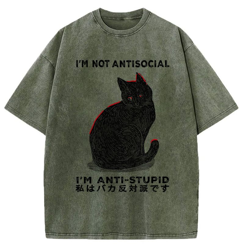 Anti-Stupid Cat Shirt for Casual Summer