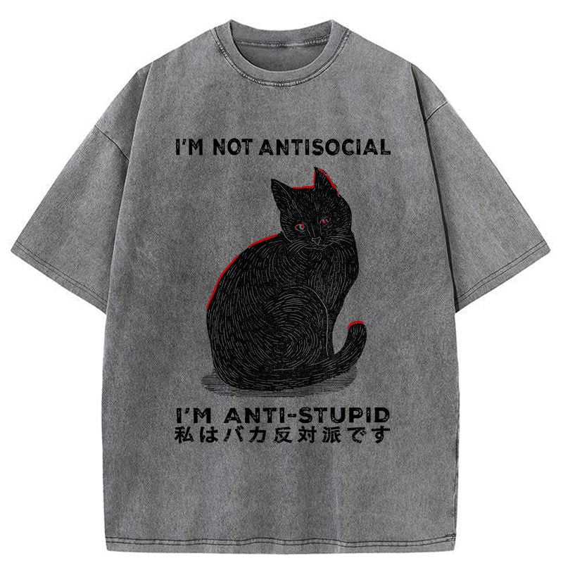 Anti-Stupid Cat Shirt for Casual Summer