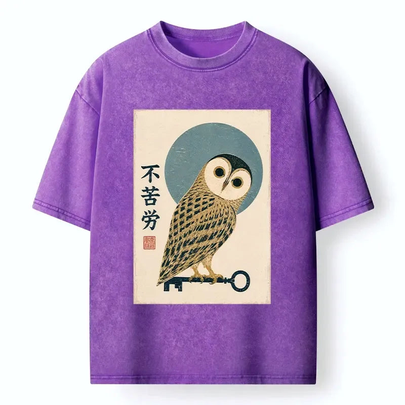 Japanese vintage owl t-shirt for daily wear