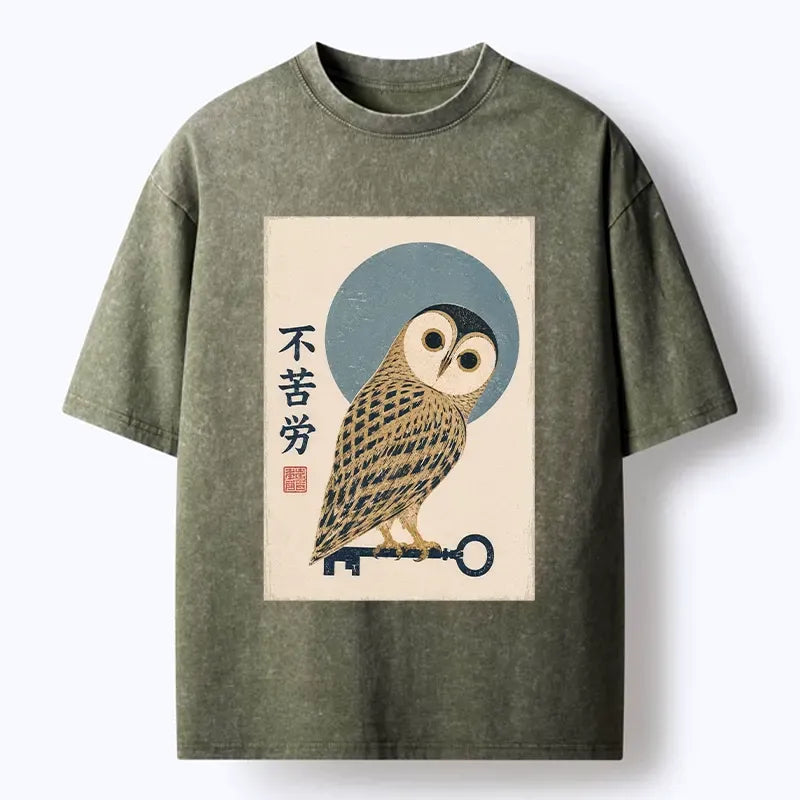 Japanese vintage owl t-shirt for daily wear