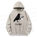 Kyoto-Lion Crow Drinking Black Coffee Funny Washed Hoodie