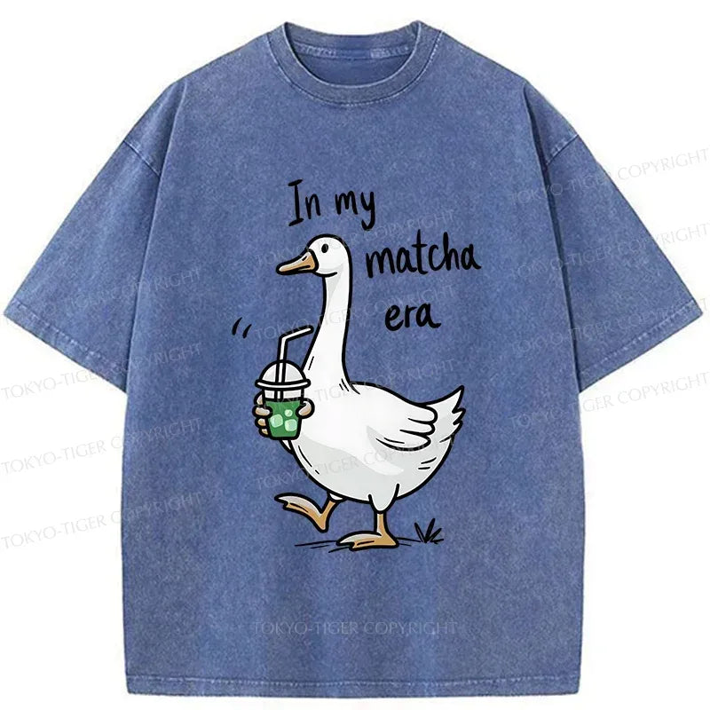 Kyoto-Lion Goose Drinking Matcha Washed T-Shirt