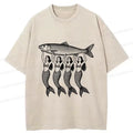 Kyoto-Lion Mermaids Holding Fish Washed T-Shirt