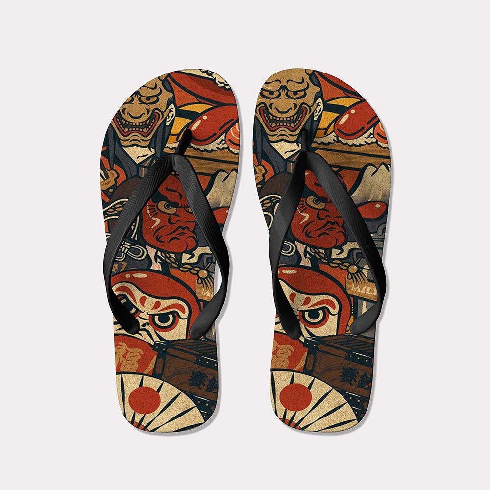 Kyoto-Lion Japanese Traditional Elements Flip Flops