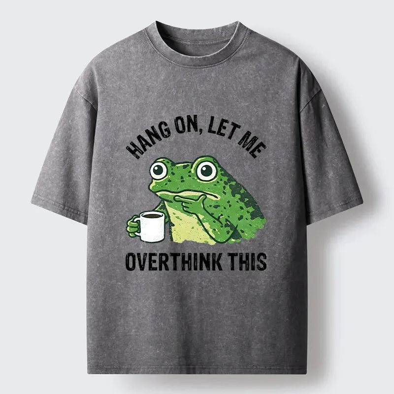 Kyoto-Lion Overthinking Frog With Coffee Washed T-Shirt