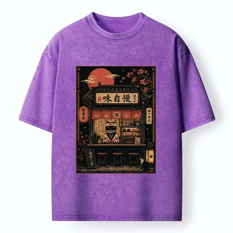 Japanese Vintage Cat T-Shirt Gift Idea