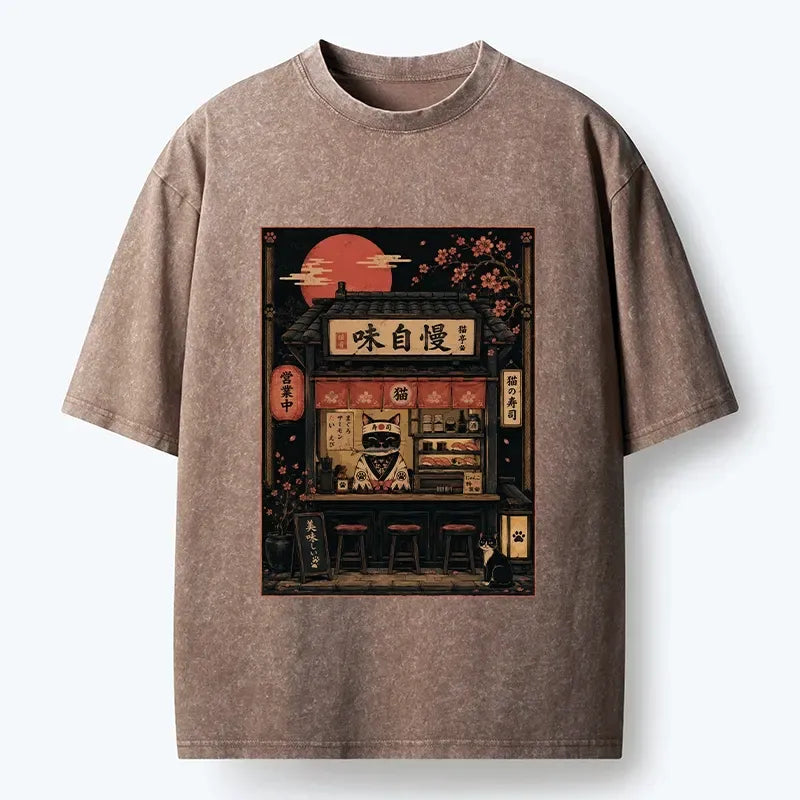 Japanese Vintage Cat T-Shirt Gift Idea