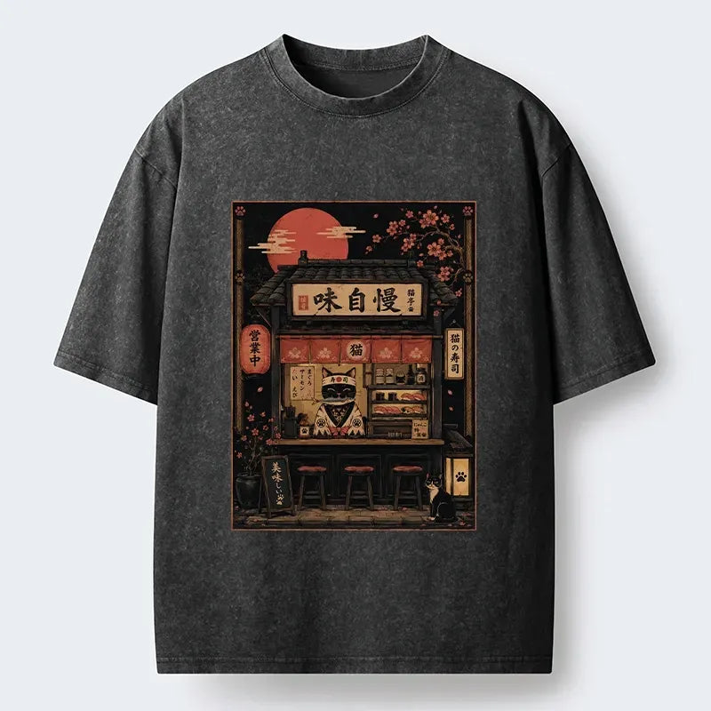 Japanese Vintage Cat T-Shirt Gift Idea