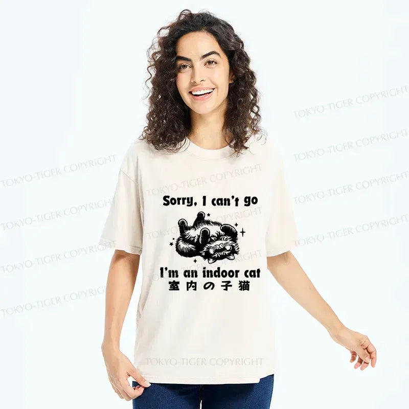 Washed Cat T-Shirt for Daily Wear